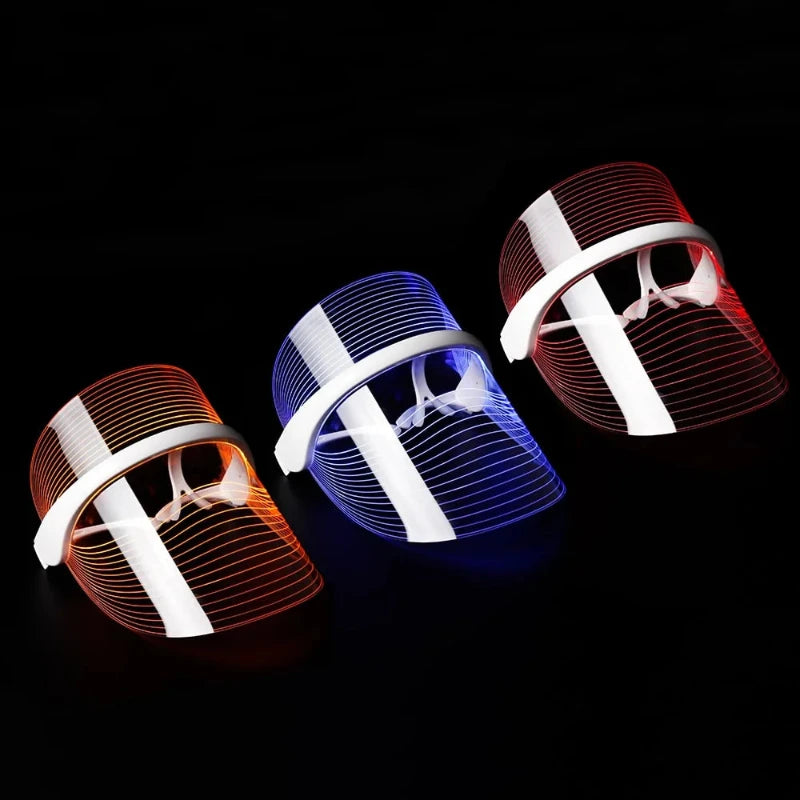 3-Color LED Light Therapy Mask – Translucent Design with Adjustable Straps LED Face Mask