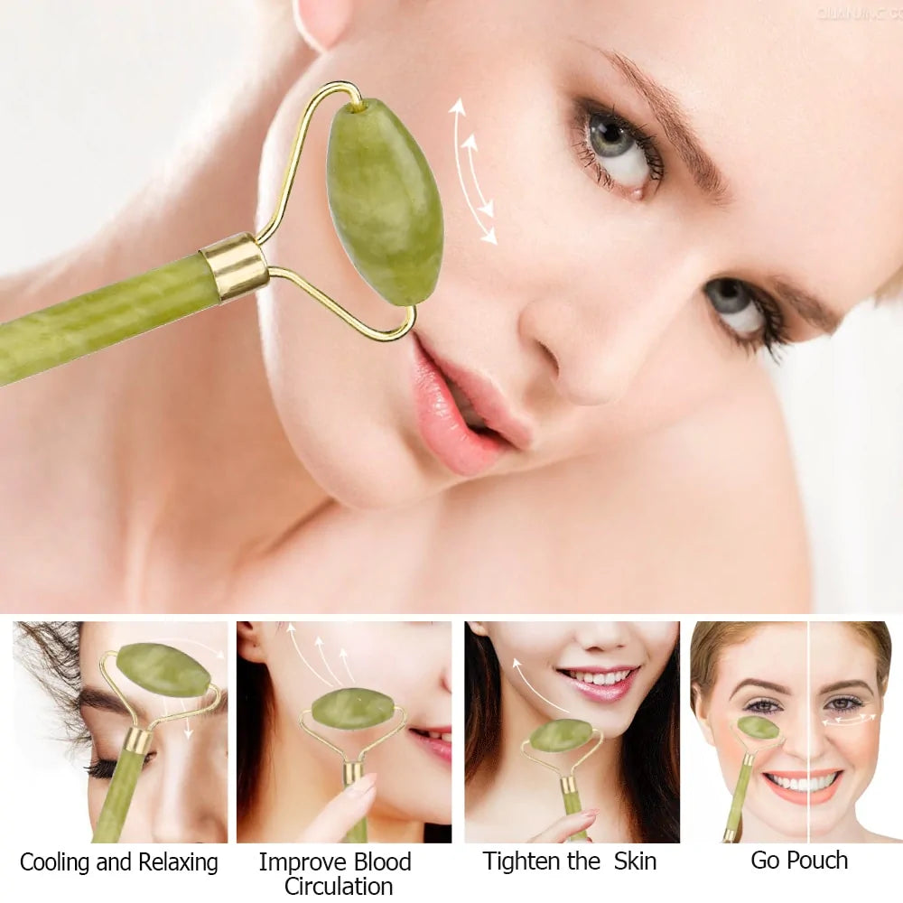 Double Head Jade Roller Jade Facial Massage Roller