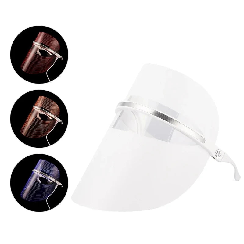 3-Color LED Light Therapy Mask – Translucent Design with Adjustable Straps 3-Color LED Light Therapy Mask – Translucent Design with Adjustable Straps