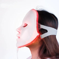 7-Color LED Light Therapy Mask – White with Adjustable Straps