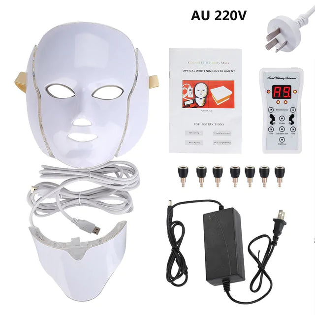 7-Color LED Light Therapy Mask – Elegant White Design