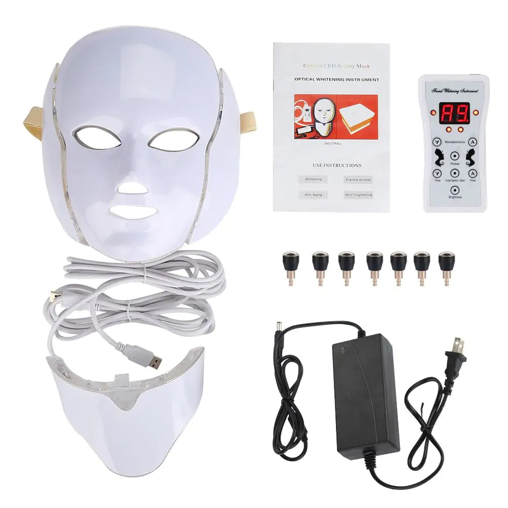 7-Color LED Light Therapy Mask – Elegant White Design