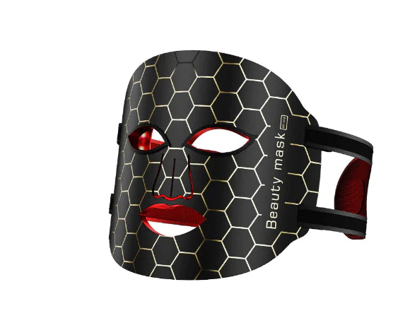 7-Color LED Light Therapy Mask – Bold Black & Red Design