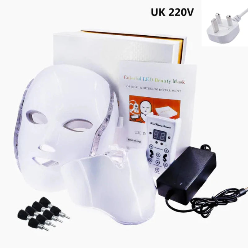 7-Color LED Light Therapy Mask – Elegant White Design