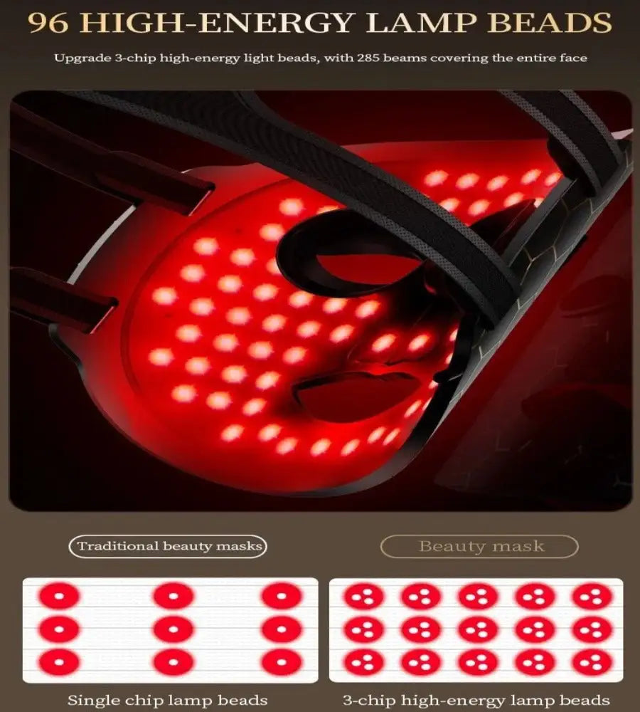 7-Color LED Light Therapy Mask – Bold Black & Red Design